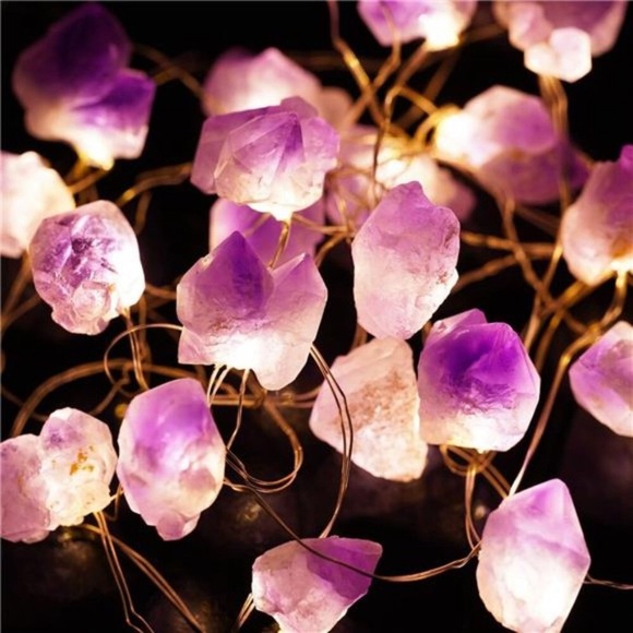 Decorative Lights Plus Amethyst LED String Lights Battery Operated with Remote - Picture 4 of 6
